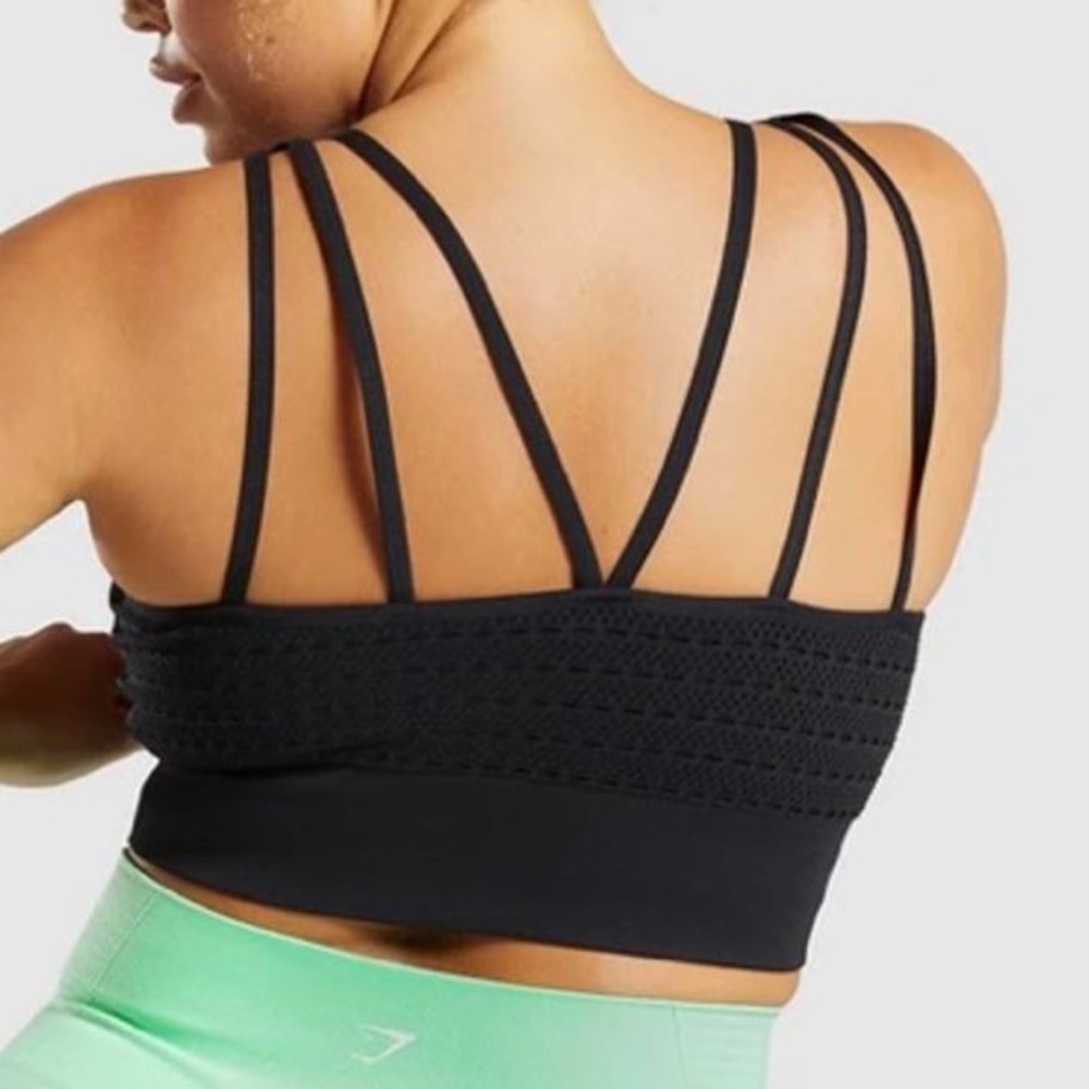 Gymshark Black Top Sports Bra Size Small - Picture 3 of 6
